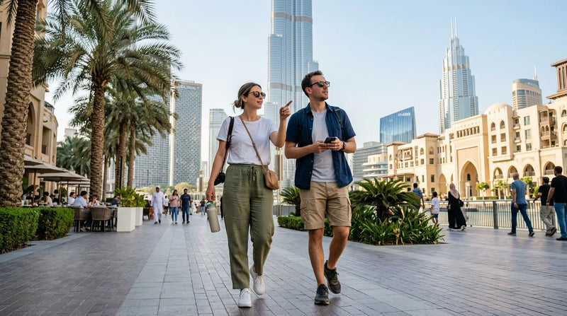 Tourists in Comfortable Outfits in Dubai