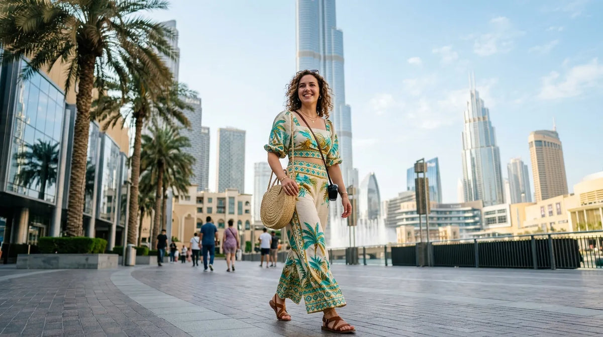 Tourist in co ord set in dubai