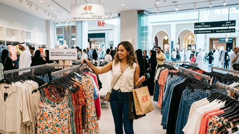 A girl buying western clothes in dubai