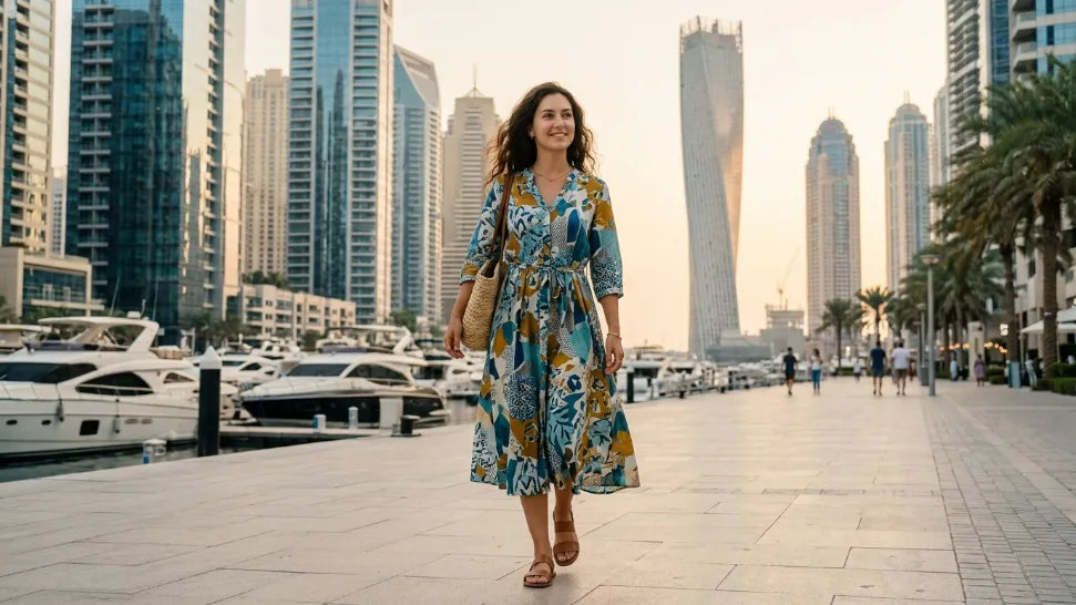 Girl Wearing Midi Dress in dubai