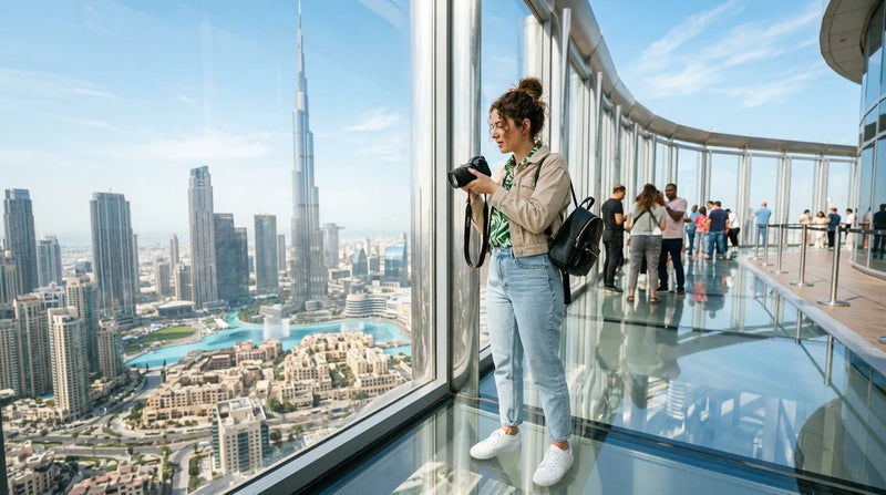 Tourist in western outfit at Sky Views Dubai