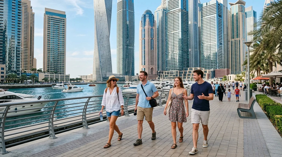 Tourists walking comfortably in Dubai