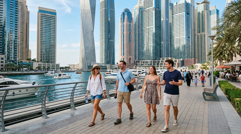 Tourists walking comfortably in Dubai
