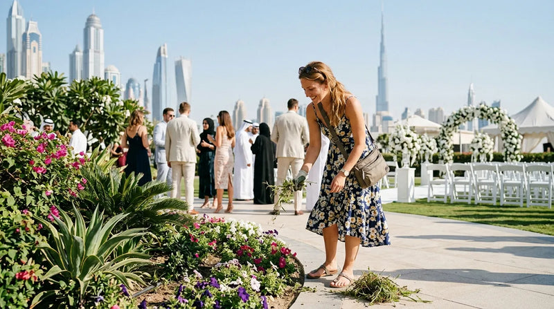 tourist in western dress in dubai weeding